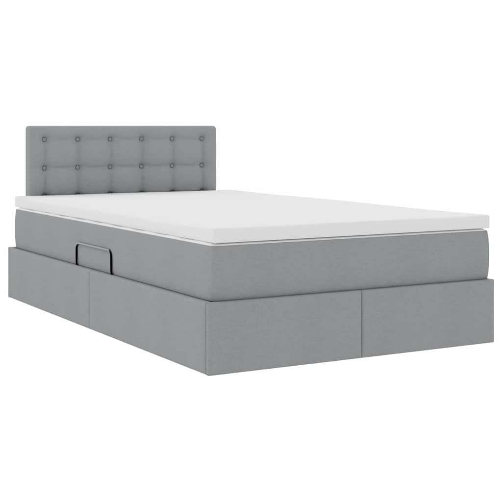 Letto con contenitore e LED Grigio chiaro 120 x 200 cm