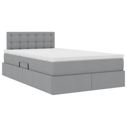 Letto con contenitore e LED Grigio chiaro 120 x 200 cm