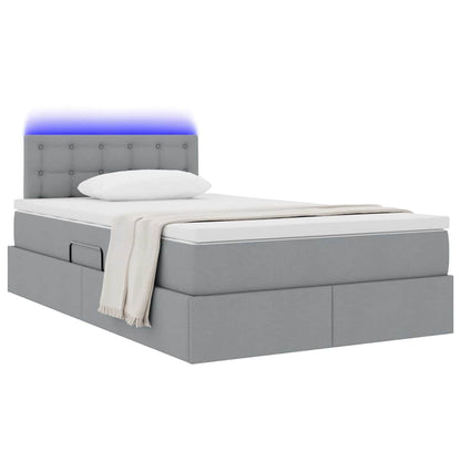 Letto con contenitore e LED Grigio chiaro 120 x 200 cm