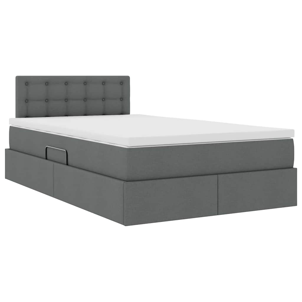 Letto con contenitore e LED Grigio scuro 120 x 200 cm