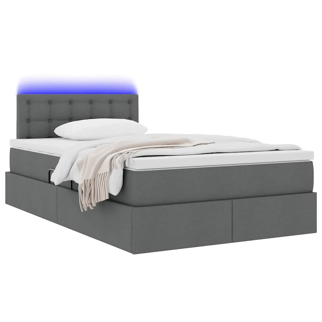 Letto con contenitore e LED Grigio scuro 120 x 200 cm Tessuto | homemem39