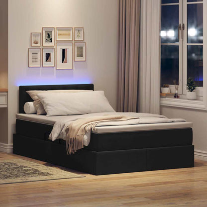 Letto con contenitore e LED con led Nero 120 x 200 cm Tessuto | homemem39