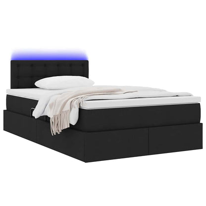 Letto con contenitore LED e materasso Nero 120 x 200 cm Tessuto