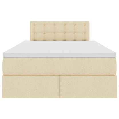 Letto con contenitore e LED con led Crema 120 x 200 cm Tessuto | homemem39