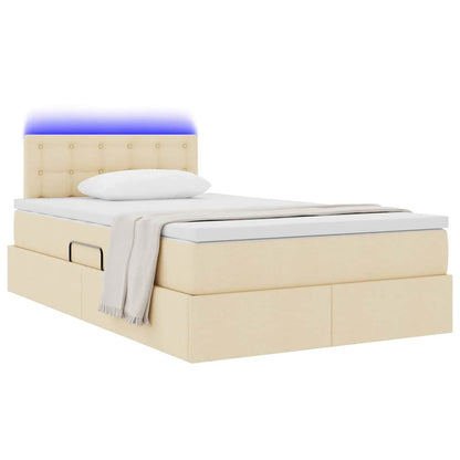 Letto con contenitore e LED con led Crema 120 x 200 cm Tessuto | homemem39