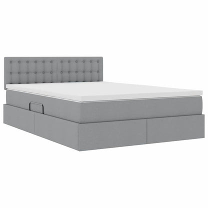 Letto con contenitore e LED Grigio chiaro 140 x 190 cm Tessuto | homemem39