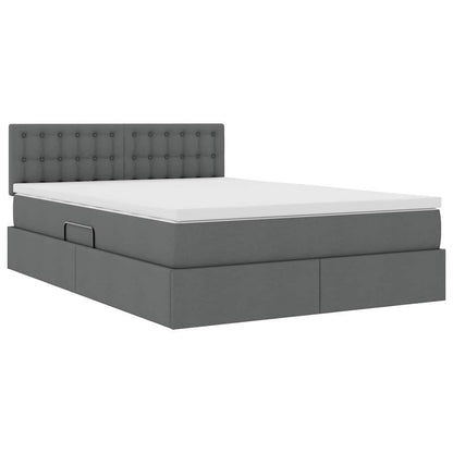 Letto con contenitore e LED Grigio scuro 140 x 190 cm