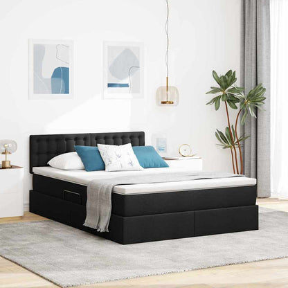 Letto con contenitore e LED Nero 140 x 190 cm Poliestere