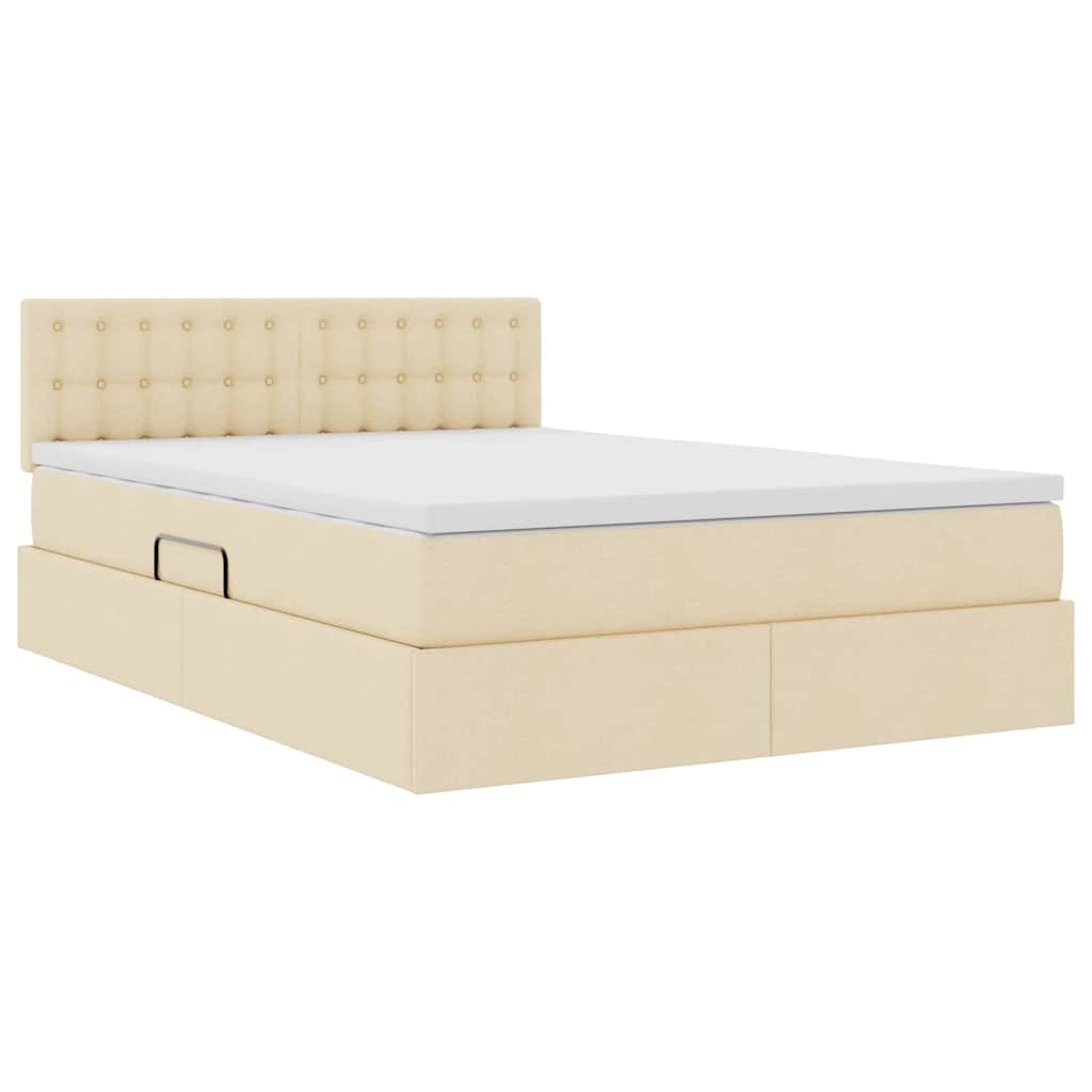 Letto con contenitore LED e materasso Crema 140 x 190 cm