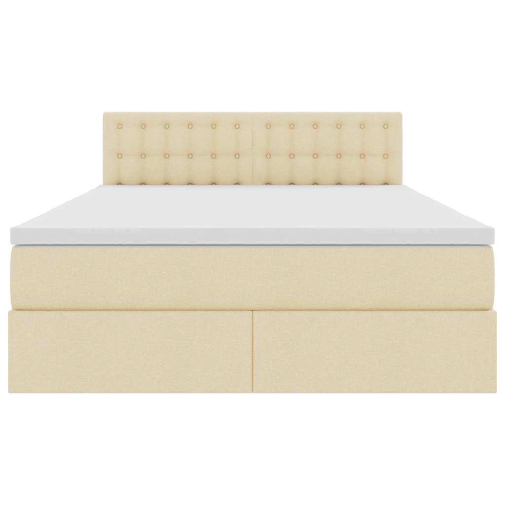 Letto con contenitore e LED con led Crema 140 x 190 cm Tessuto | homemem39