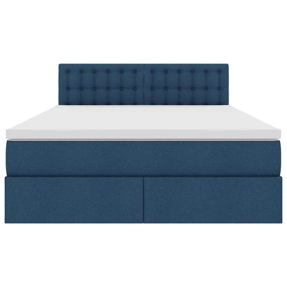 Letto con contenitore e LED con led Blu 140 x 190 cm Tessuto | homemem39