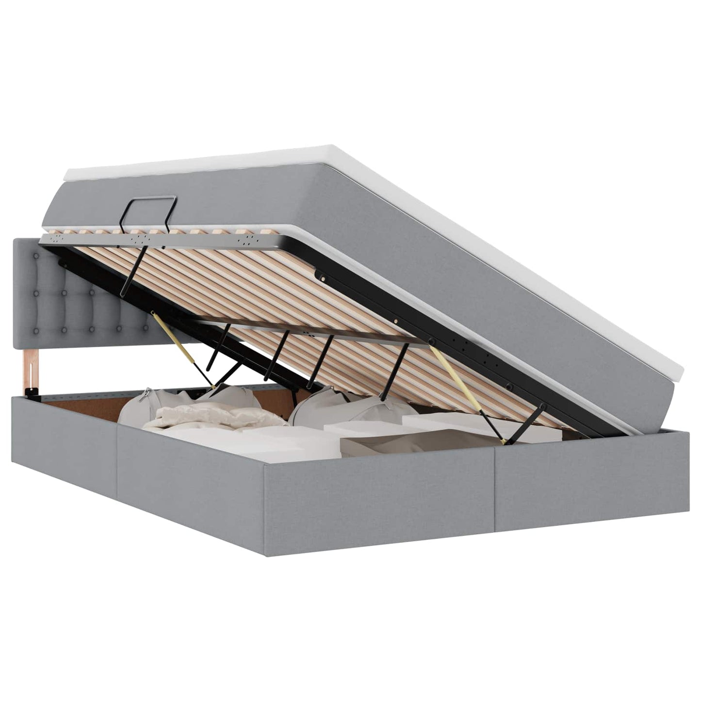 Letto con contenitore LED e materasso Grigio Chiaro