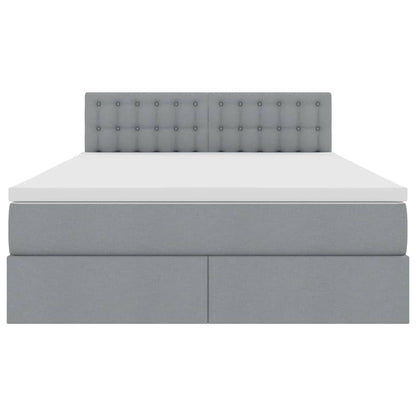 Letto con contenitore e LED Grigio chiaro 140 x 200 cm