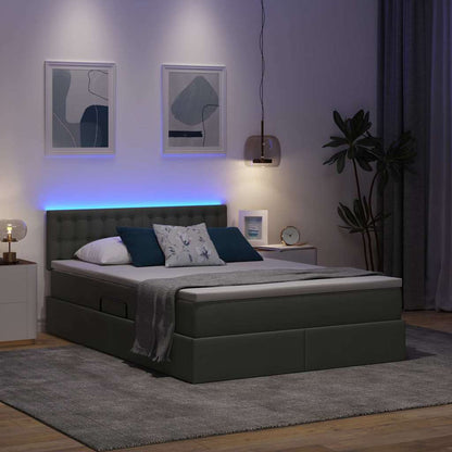 Letto con contenitore e LED Grigio scuro 140 x 200 cm