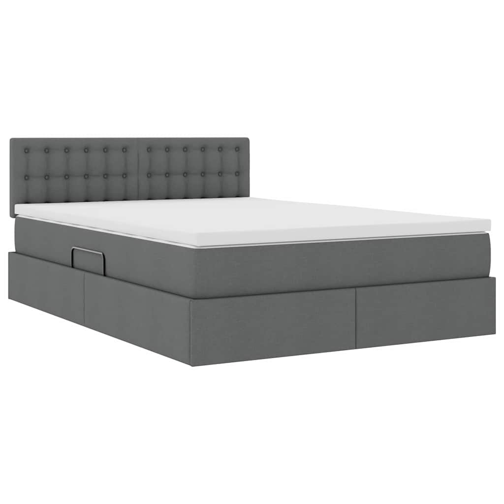 Letto con contenitore e LED Grigio scuro 140 x 200 cm Tessuto | homemem39