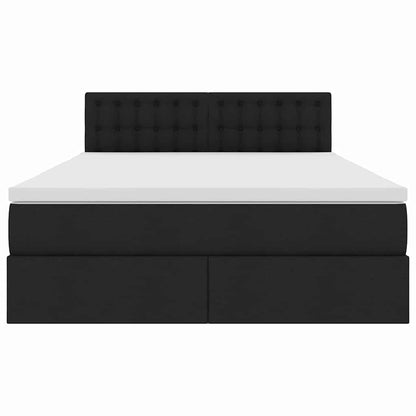 Letto con contenitore LED e materasso Nero 140 x 200 cm Tessuto