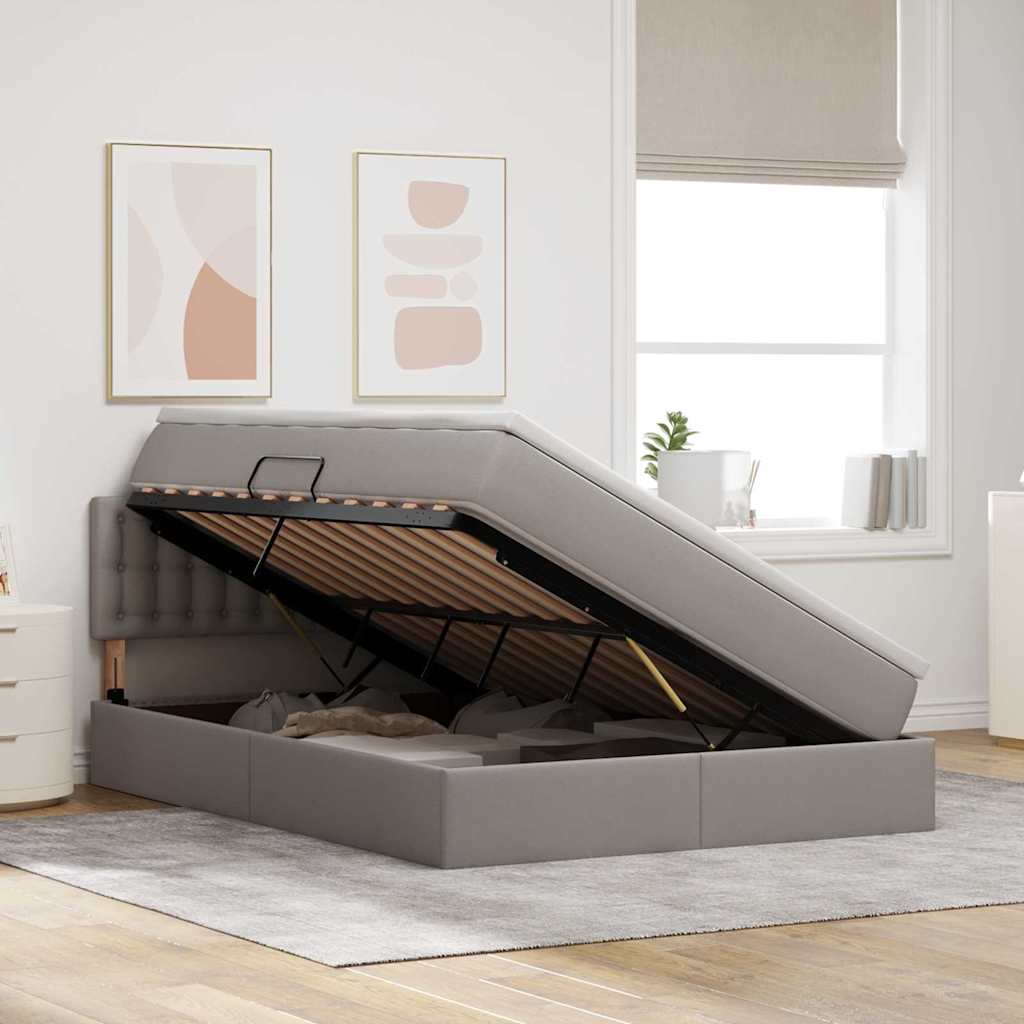 Letto con contenitore e LED con led Talpa 140 x 200 cm Tessuto | homemem39