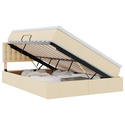 Letto con contenitore e LED con led Crema 140 x 200 cm Tessuto | homemem39
