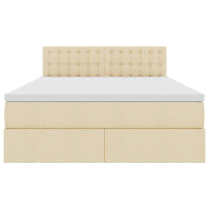 Letto con contenitore e LED con led Crema 140 x 200 cm Tessuto | homemem39