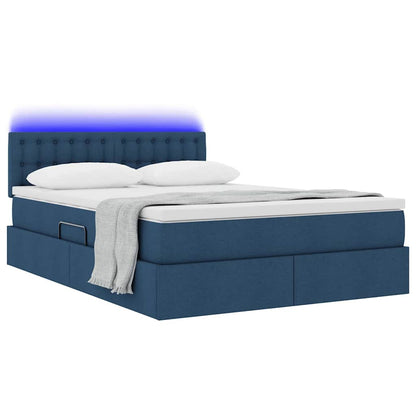 Letto con contenitore e LED con led Blu 140 x 200 cm Tessuto | homemem39