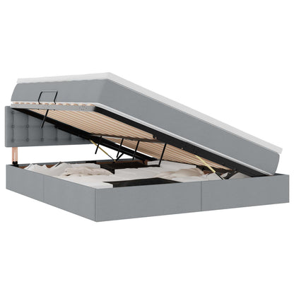 Letto con contenitore e LED Grigio chiaro 160 x 200 cm Tessuto | homemem39