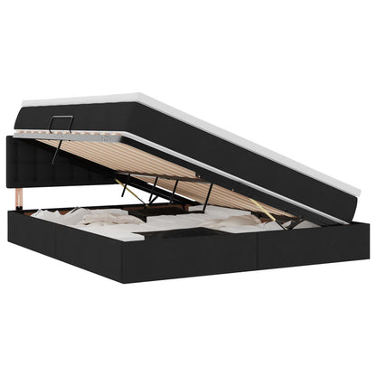 Letto con contenitore e LED con led Nero 160 x 200 cm Tessuto | homemem39