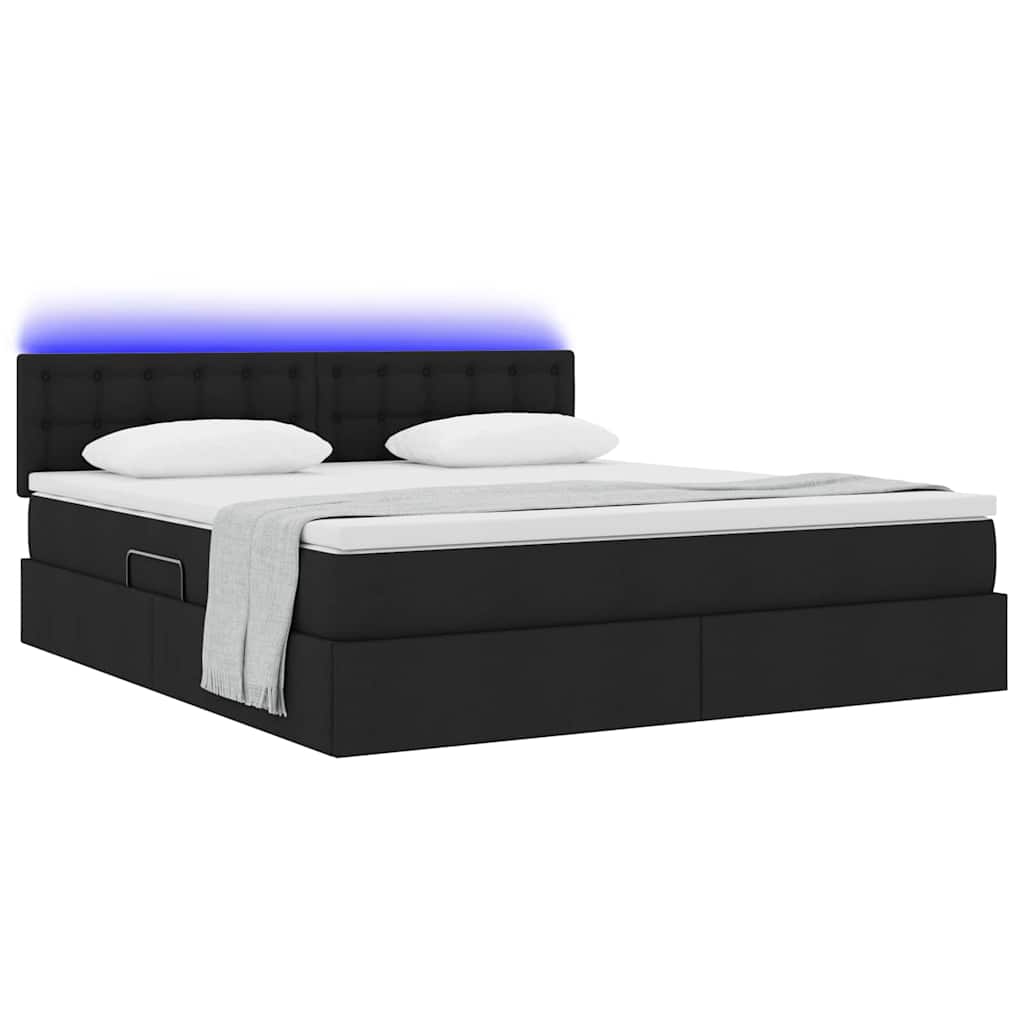 Letto con contenitore e LED con led Nero 160 x 200 cm Tessuto | homemem39