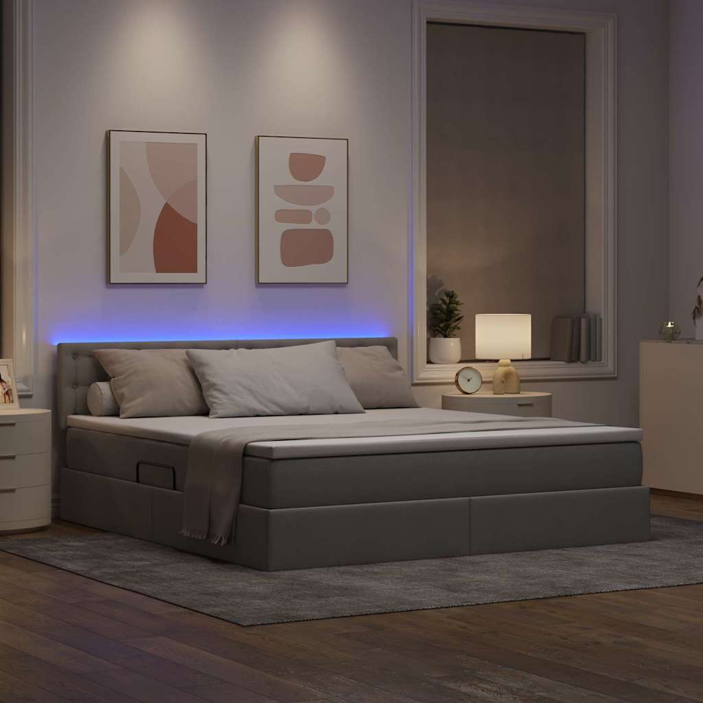 Letto con contenitore e LED con led Talpa 160 x 200 cm Tessuto | homemem39