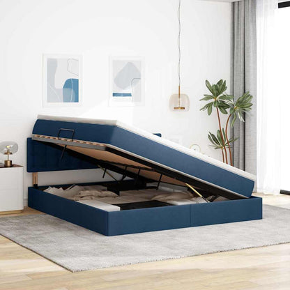 Letto con contenitore e LED con led Blu 160 x 200 cm Tessuto | homemem39