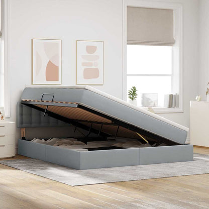 Letto con contenitore e LED Grigio chiaro 180 x 200 cm