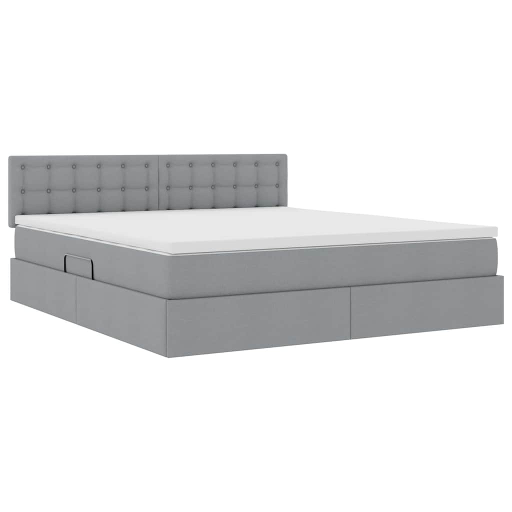 Letto con contenitore e LED Grigio chiaro 180 x 200 cm Tessuto | homemem39