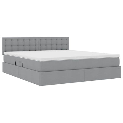 Letto con contenitore e LED Grigio chiaro 180 x 200 cm Tessuto | homemem39