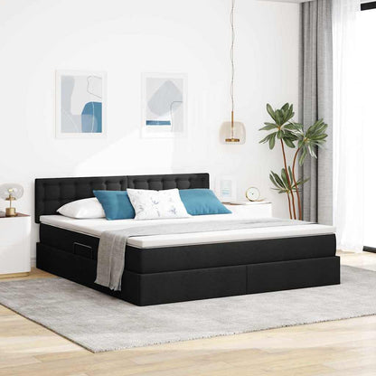 Letto con contenitore e LED Nero 180 x 200 cm Poliestere
