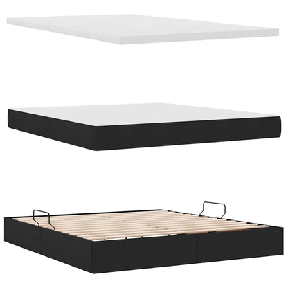 Letto con contenitore e LED con led Nero 180 x 200 cm Tessuto | homemem39