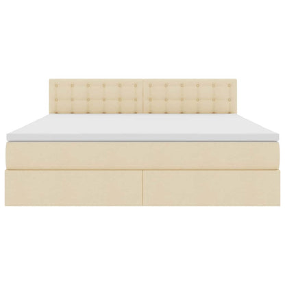 Letto con contenitore e LED Crema 180 x 200 cm Poliestere