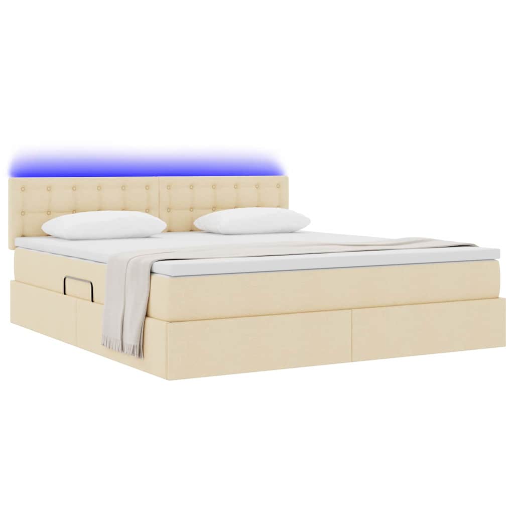 Letto con contenitore e LED Crema 180 x 200 cm Poliestere