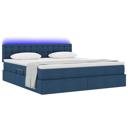Letto con contenitore LED e materasso Blu 180 x 200 cm Tessuto