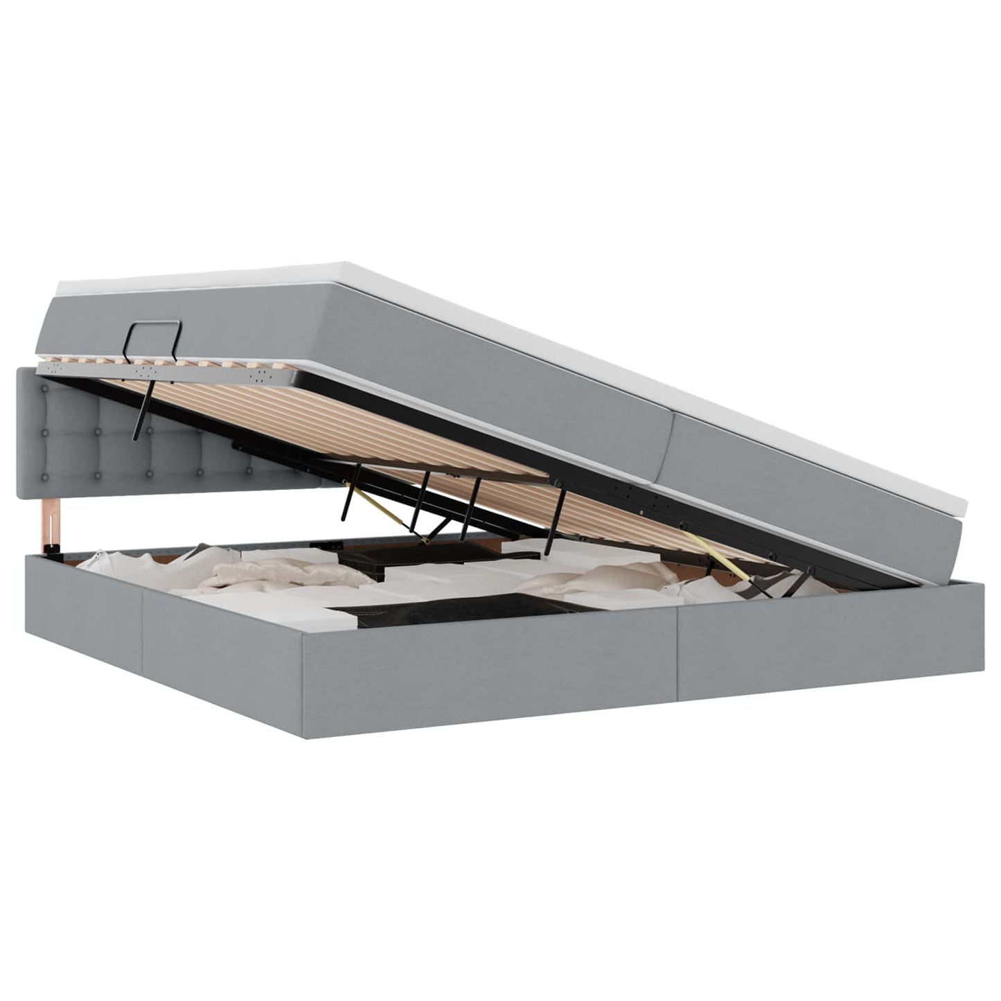 Letto con contenitore e LED Grigio chiaro 200 x 200 cm