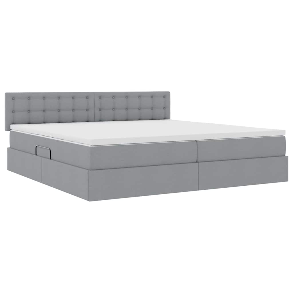 Letto con contenitore LED e materasso Grigio Chiaro