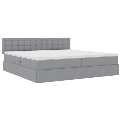Letto con contenitore e LED Grigio chiaro 200 x 200 cm