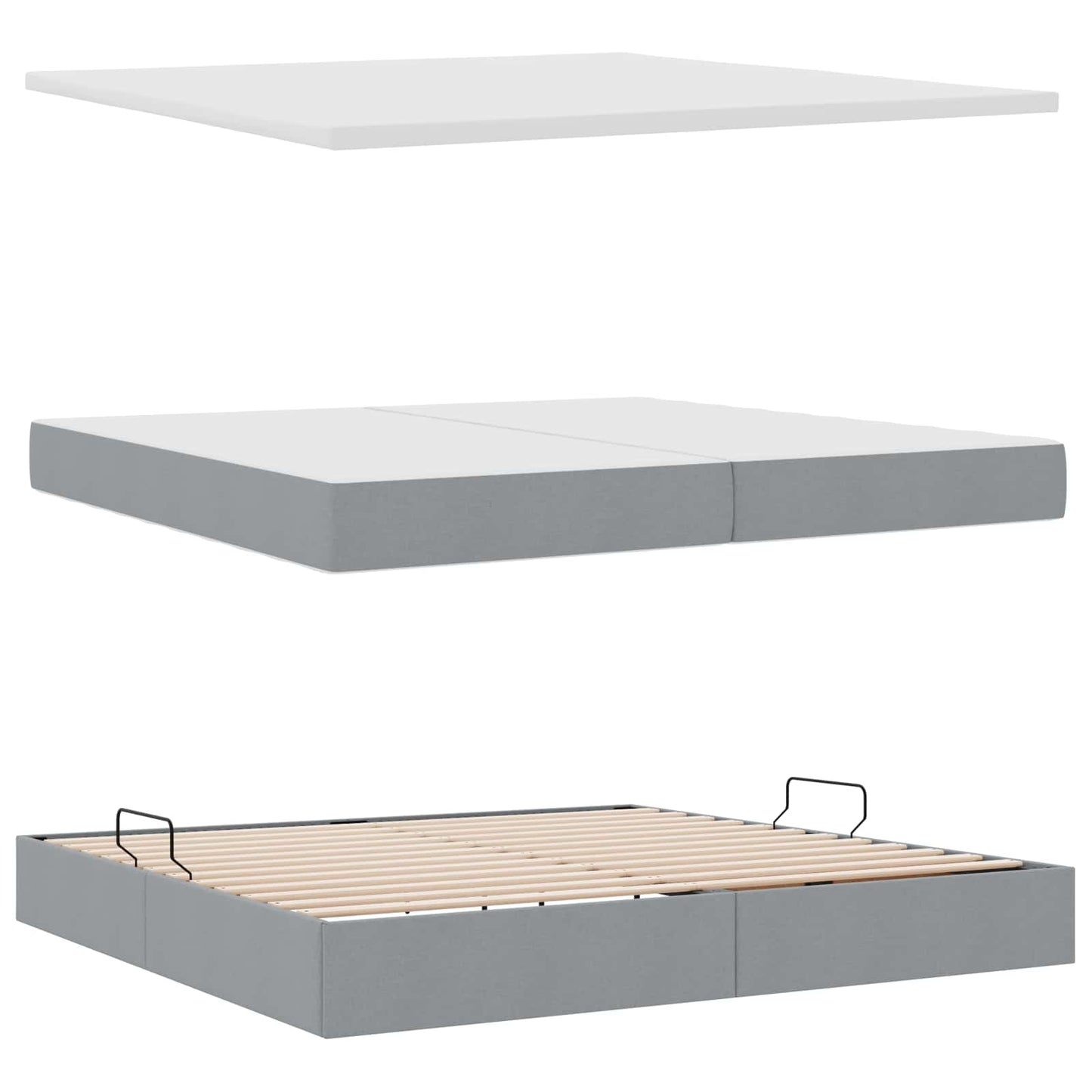 Letto con contenitore e LED Grigio chiaro 200 x 200 cm Tessuto | homemem39