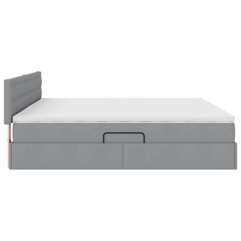 Letto con contenitore LED e materasso Grigio Chiaro