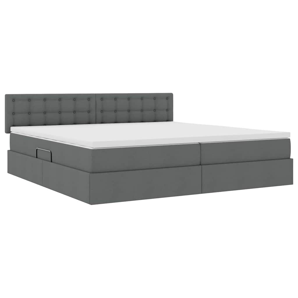 Letto con contenitore e LED Grigio scuro 200 x 200 cm Tessuto | homemem39