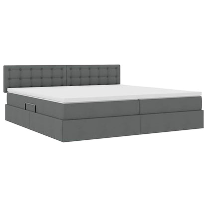 Letto con contenitore e LED Grigio scuro 200 x 200 cm Tessuto | homemem39