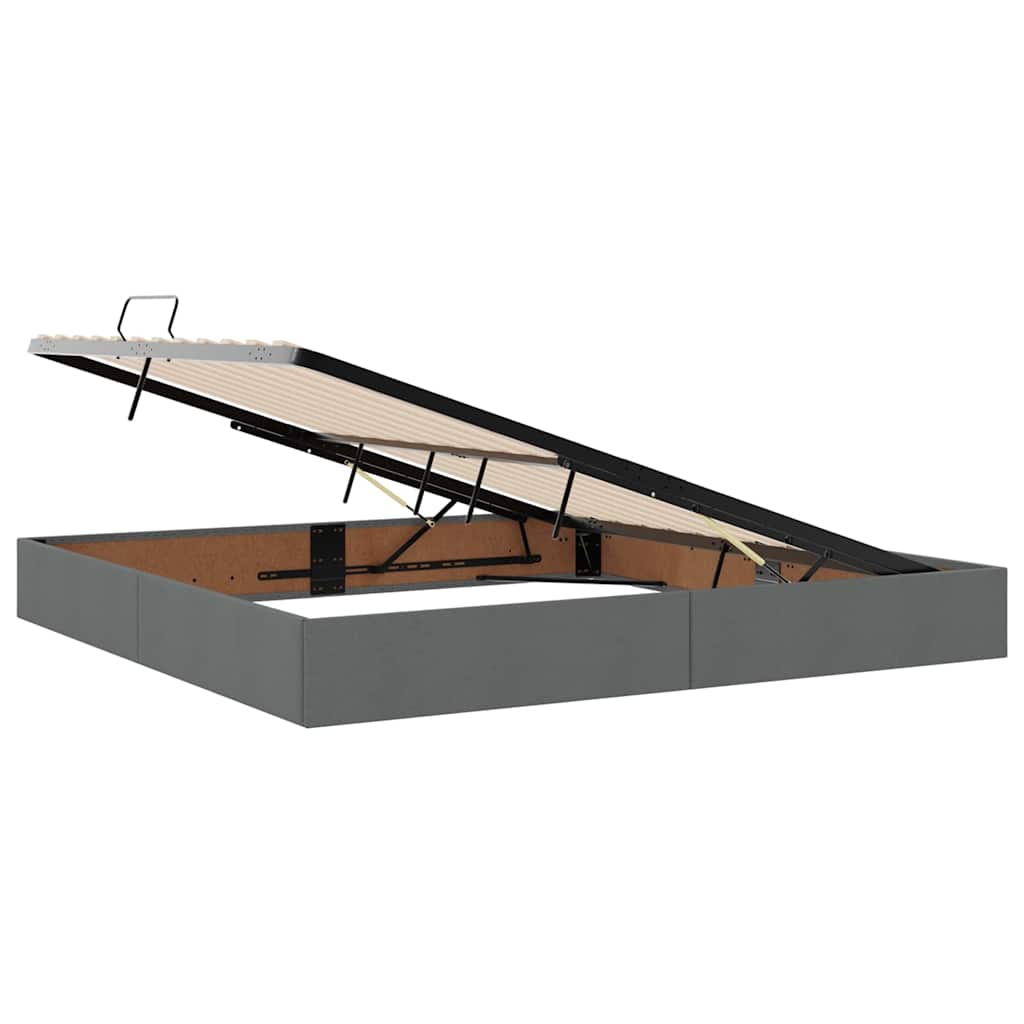 Letto con contenitore e LED Grigio scuro 200 x 200 cm Tessuto | homemem39