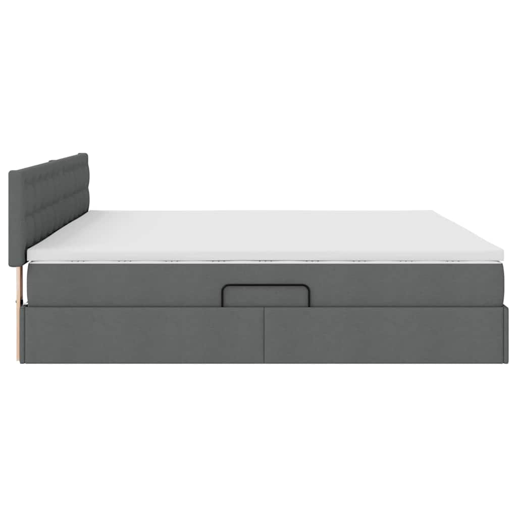 Letto con contenitore LED e materasso Grigio Scuro 200 x 200 cm
