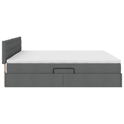 Letto con contenitore LED e materasso Grigio Scuro 200 x 200 cm