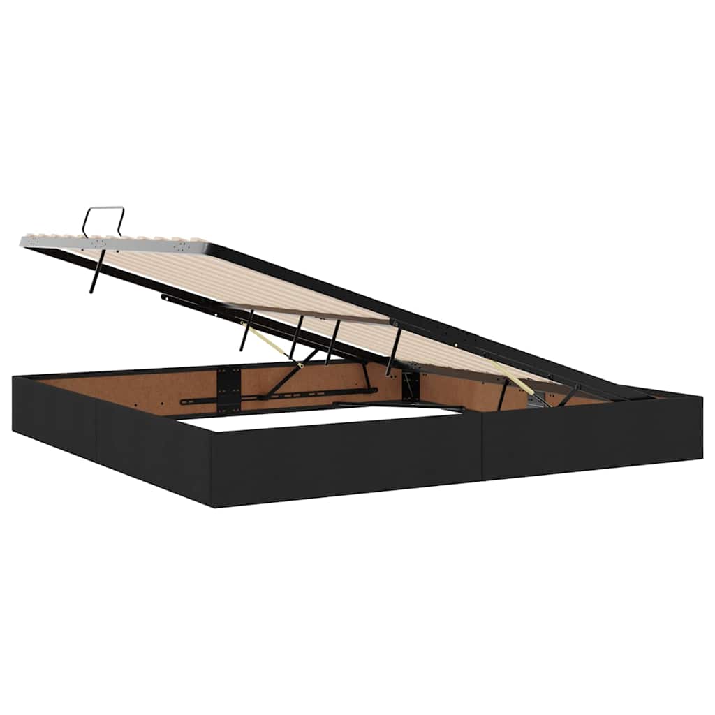 Letto con contenitore e LED con led Nero 200 x 200 cm Tessuto | homemem39