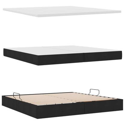 Letto con contenitore e LED con led Nero 200 x 200 cm Tessuto | homemem39