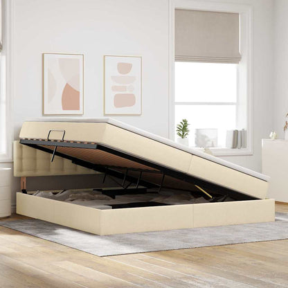 Letto con contenitore LED e materasso Crema 200 x 200 cm